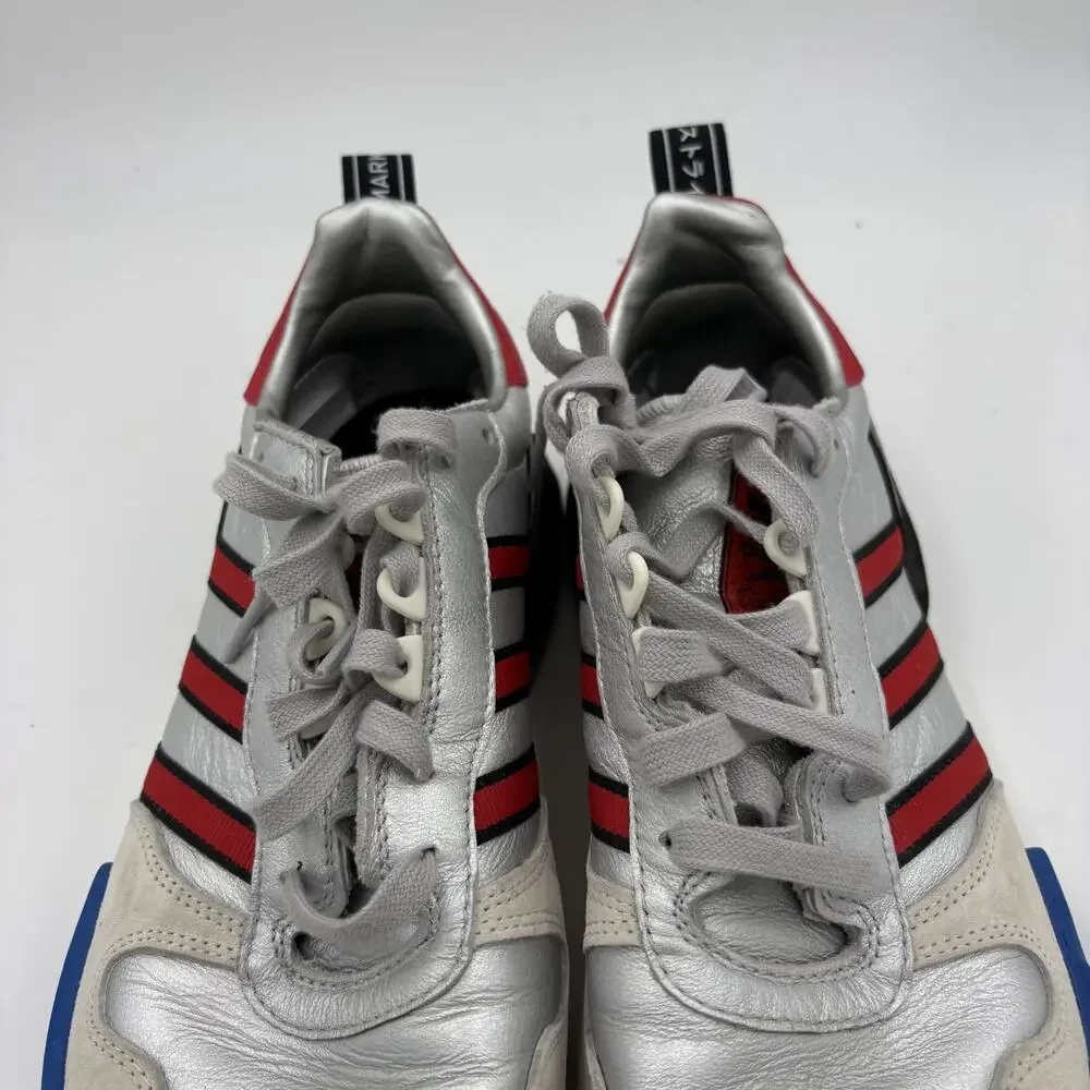 Adidas Rising Star NMD R1 Men's Size 8.5 D Silver And Red Leather Sneakers